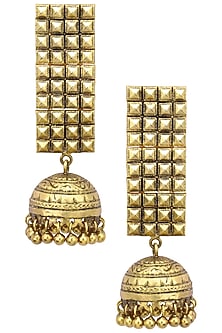 Antique Gold Finish Jhumki Drop Jaal Earrings