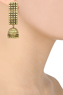 Antique Gold Finish Jhumki Drop Jaal Earrings