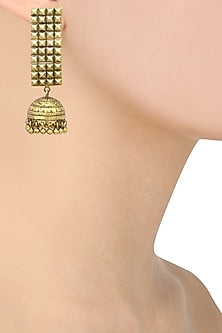 Antique Gold Finish Jhumki Drop Jaal Earrings