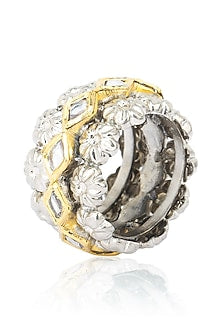Gold Finish Kundan Stone Flower Motif Ring