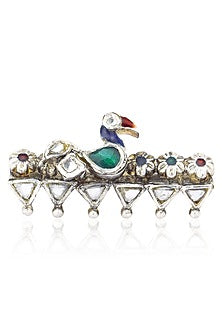 Silver Finish Bird Motif Statement Ring