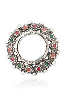 Silver Finish Mirror Round Ring