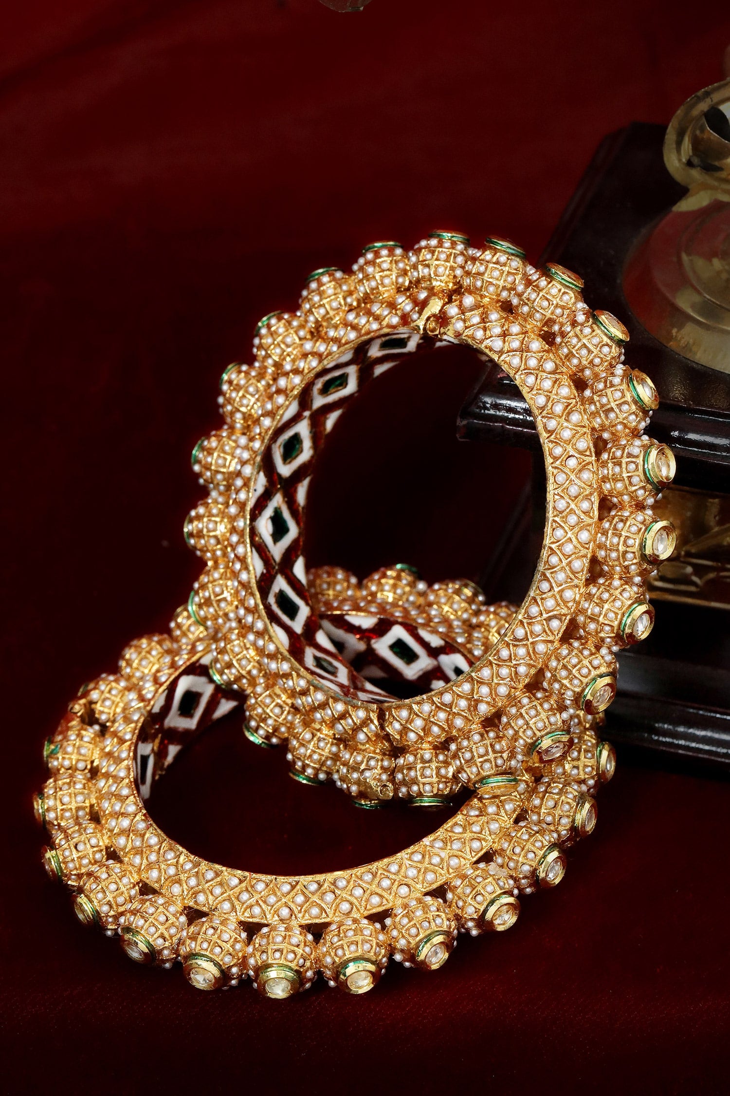 Handcrafted Rajwada Kundan Pacheli Bangle Single Pc 