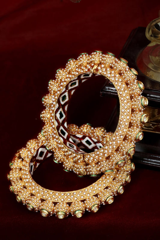Handcrafted Rajwada Kundan Pacheli Bangle Single Pc 