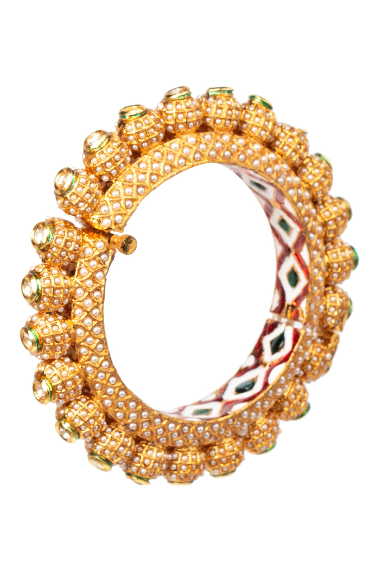 Handcrafted Rajwada Kundan Pacheli Bangle Single Pc 