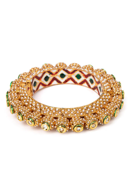 Handcrafted Rajwada Kundan Pacheli Bangle Single Pc 