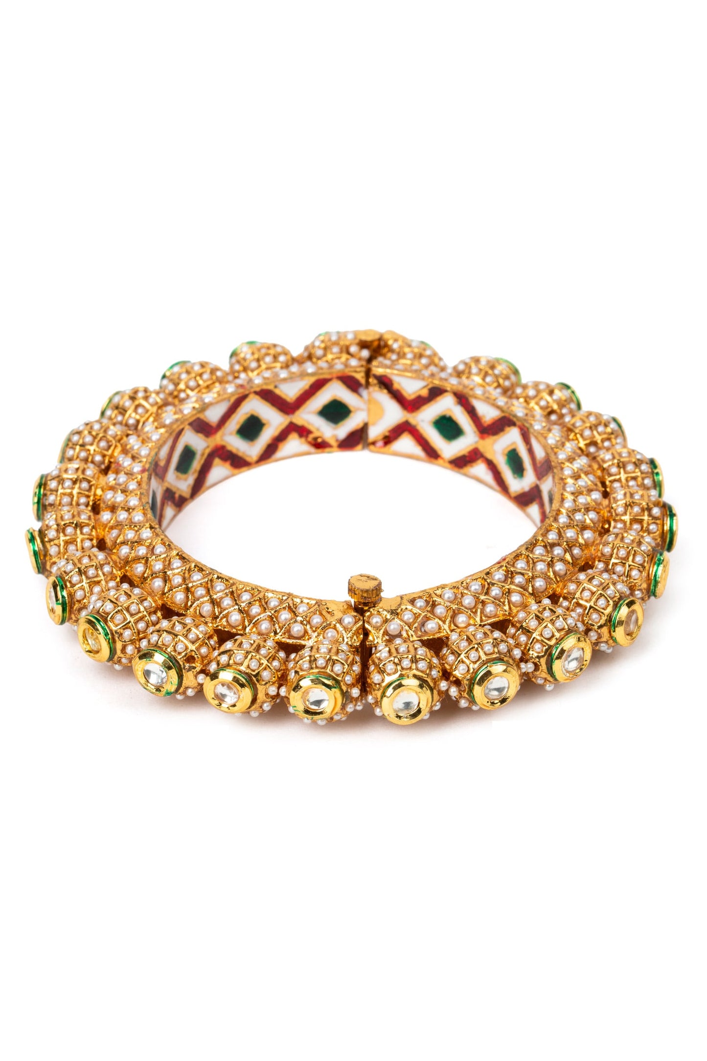 Handcrafted Rajwada Kundan Pacheli Bangle Single Pc 