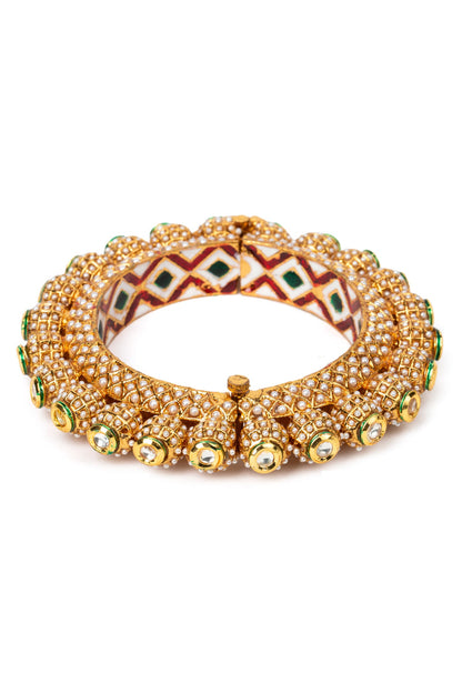 Handcrafted Rajwada Kundan Pacheli Bangle Single Pc 