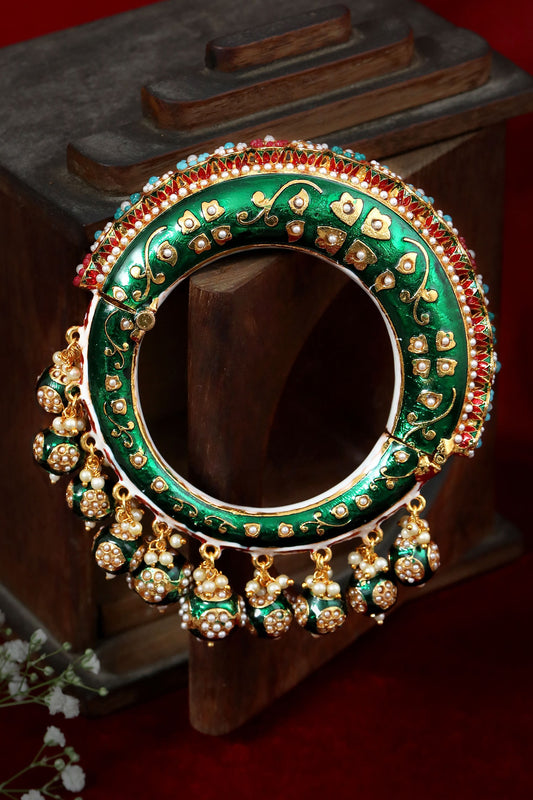 Handcrafted Rajwada Meenakari Kundan Pacheli Bangle 
