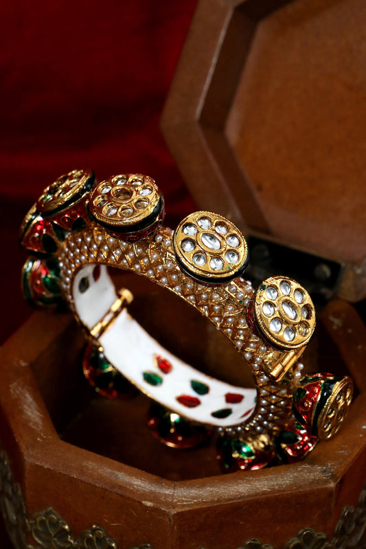 Handcrafted Rajwada Meenakari Kundan Pacheli Bangle 