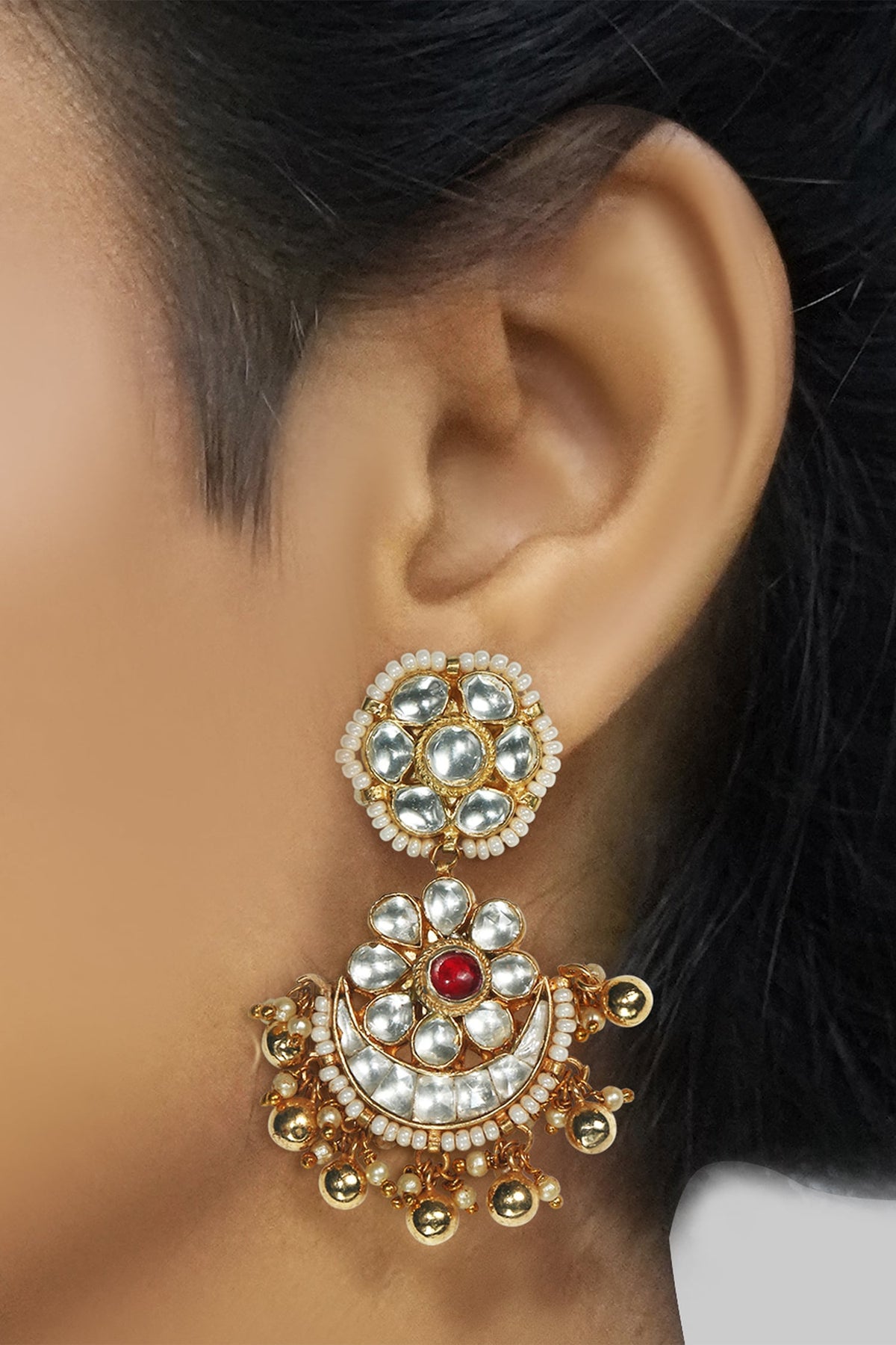 Floral Kundan Danglers 