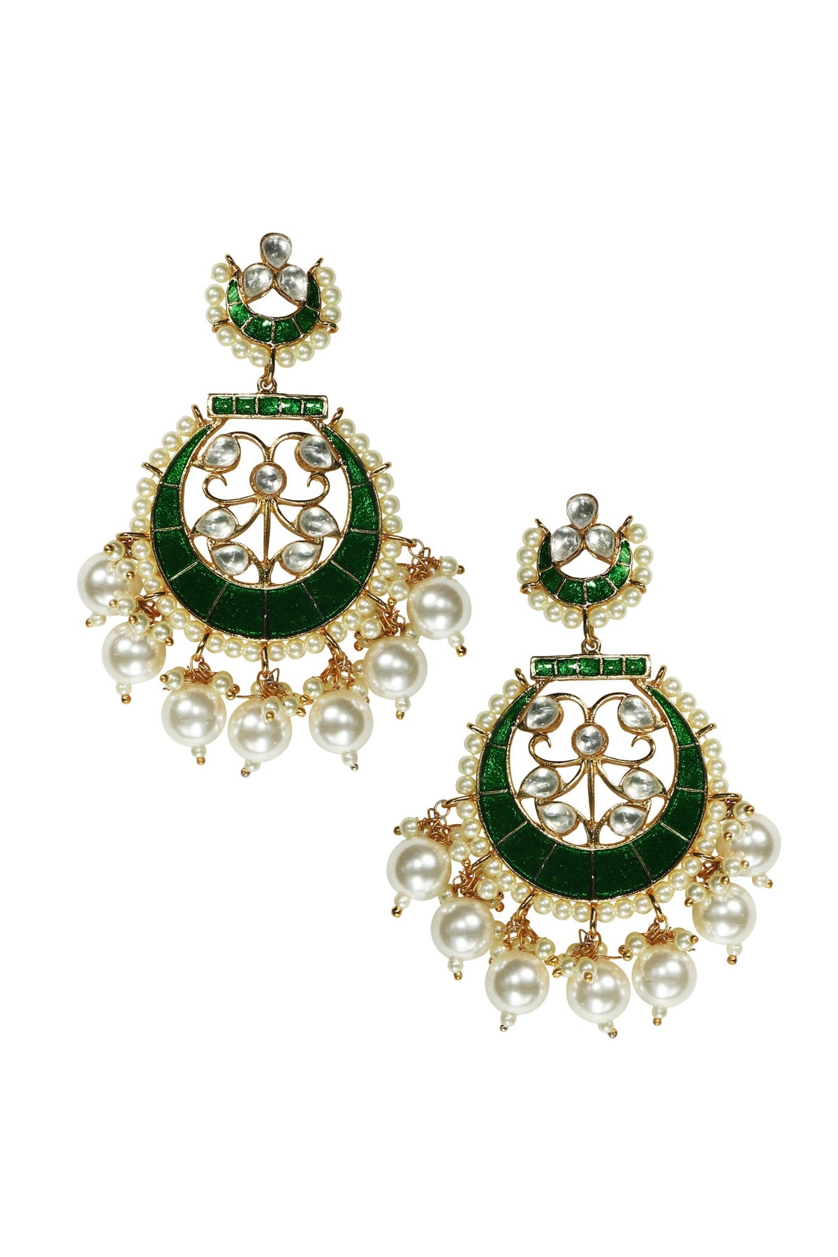 Handcrafted Kundan Meenakari Chandbalis 