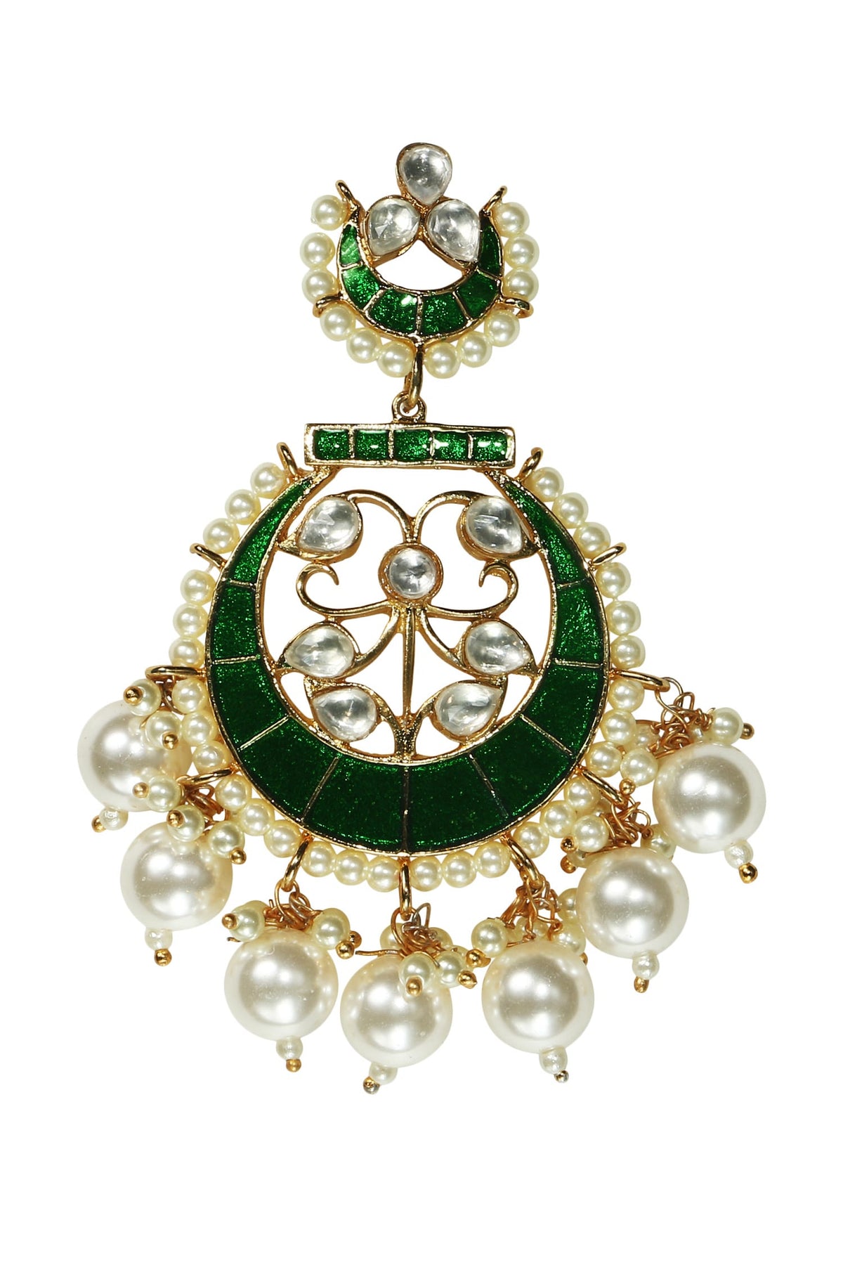 Handcrafted Kundan Meenakari Chandbalis 