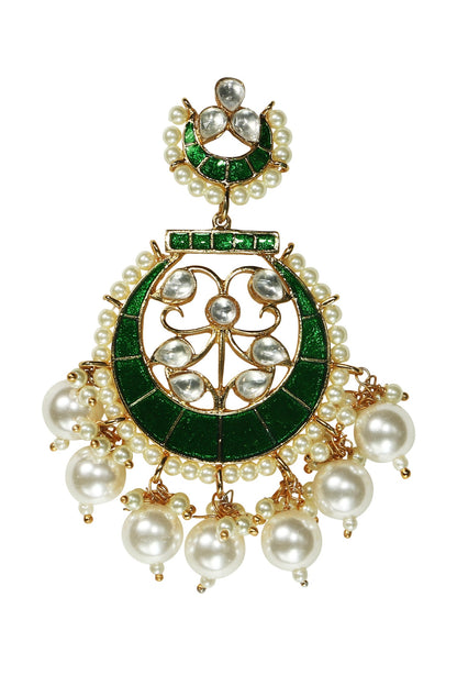 Handcrafted Kundan Meenakari Chandbalis 