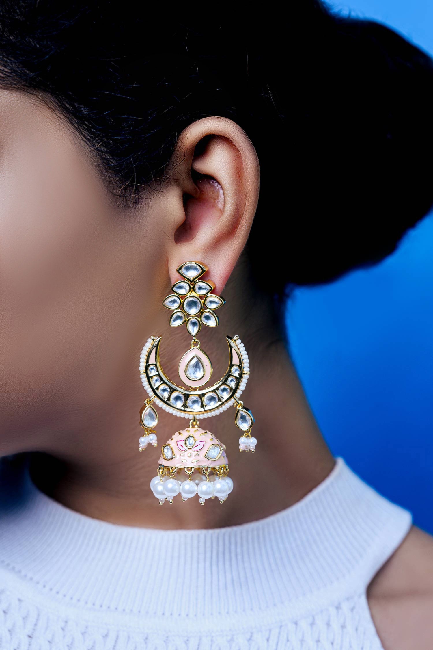 Kundan Bead Drop Chandbalis 