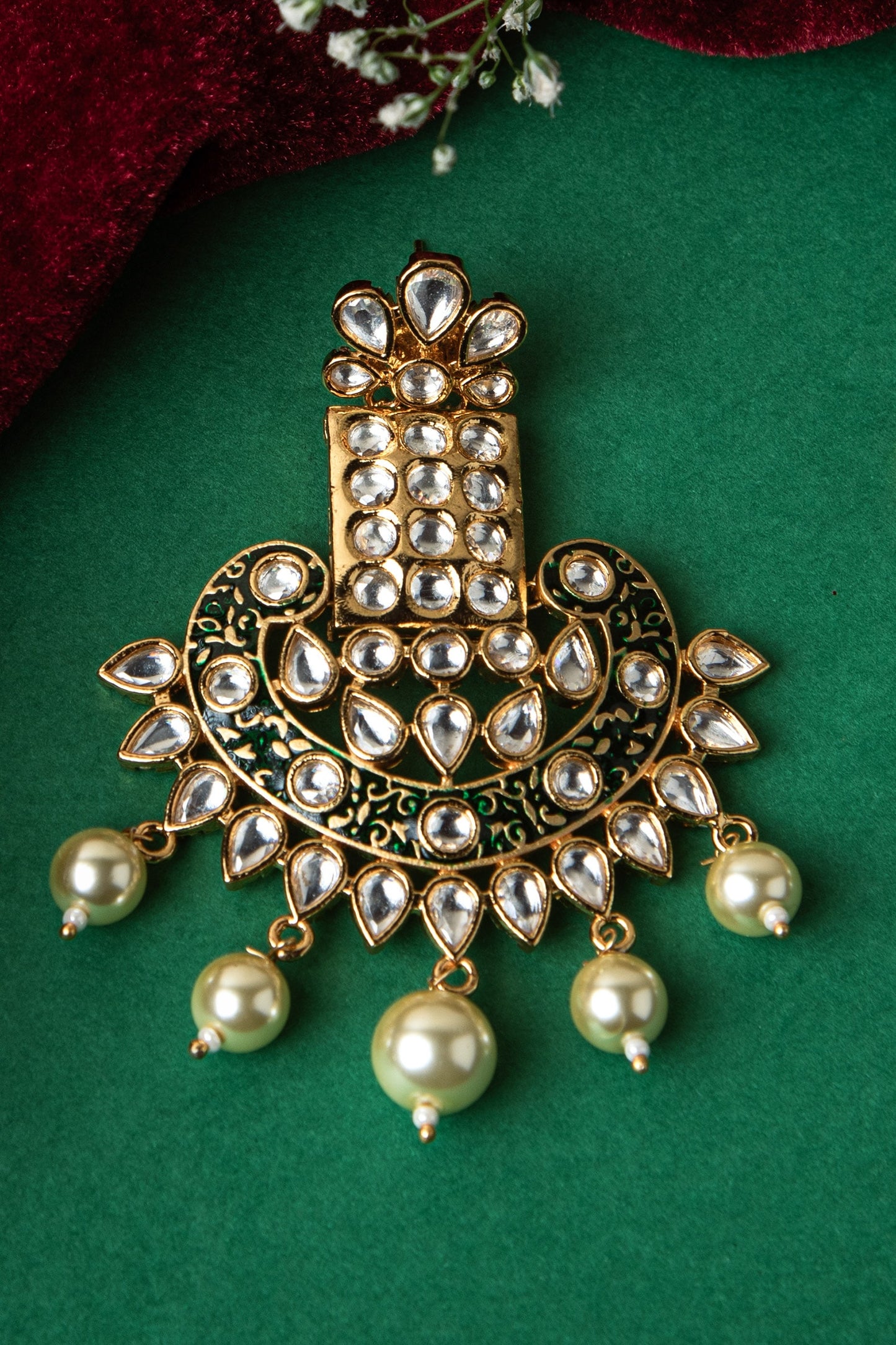 Enamelled Kundan Danglers 