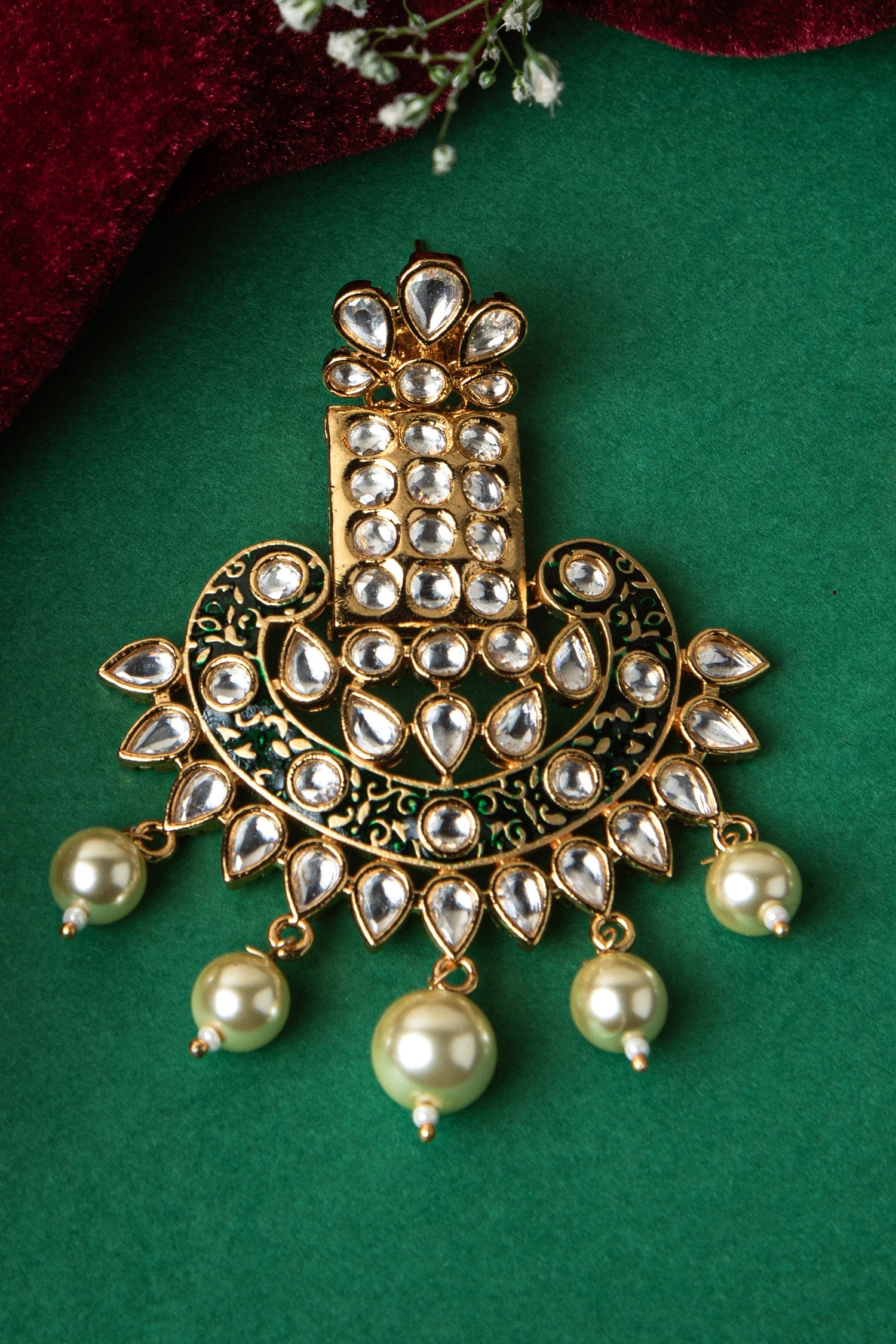 Enamelled Kundan Danglers 