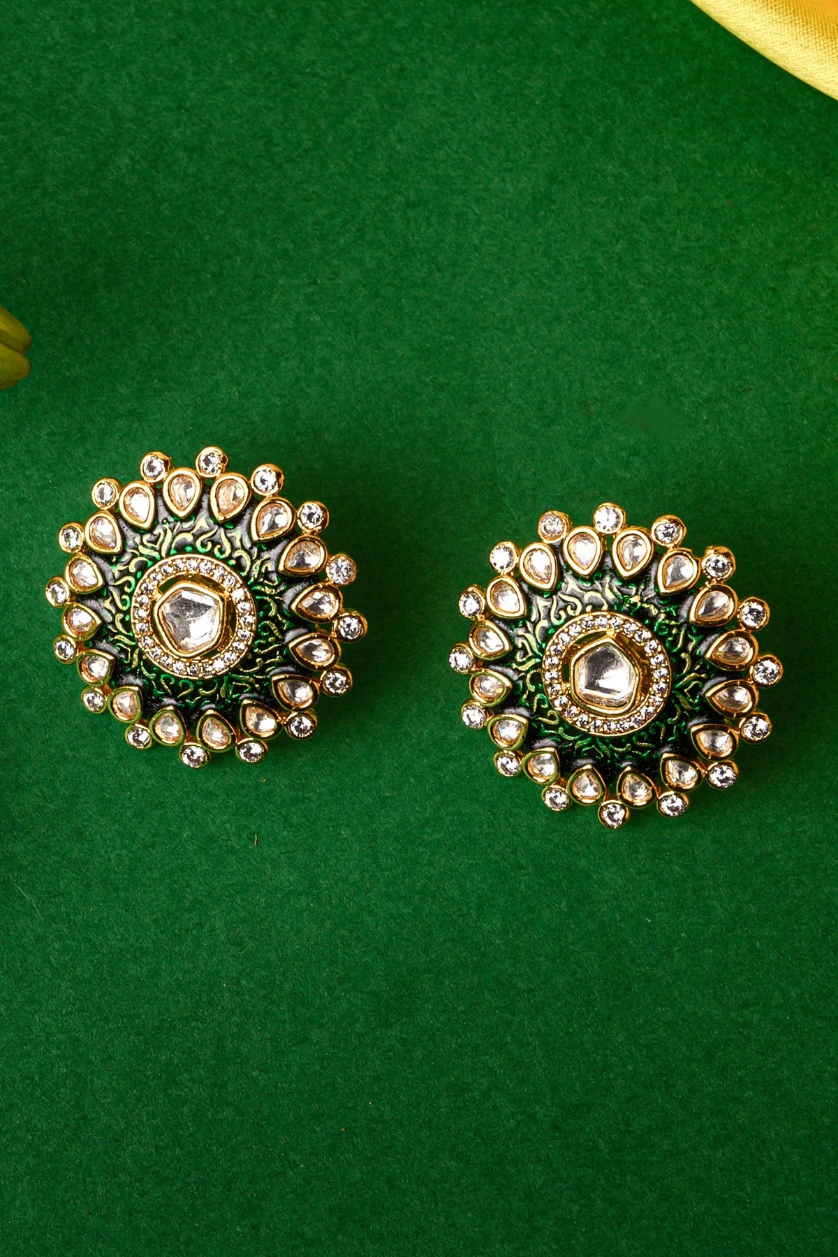 Meenakari Kundan Stud Earrings 