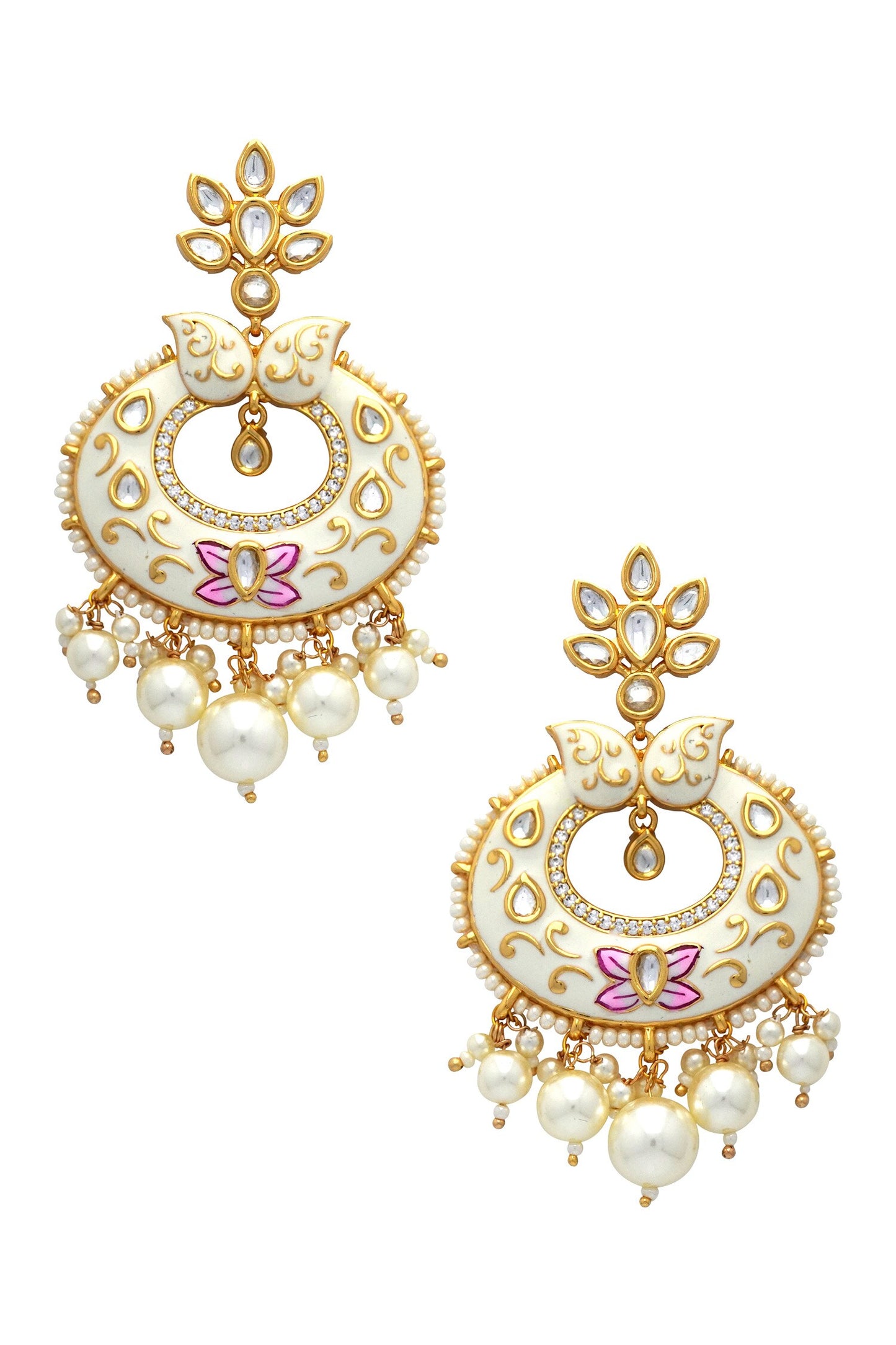Meenakari Pearl Drop Chandbalis 