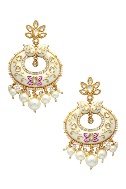 Meenakari Pearl Drop Chandbalis 