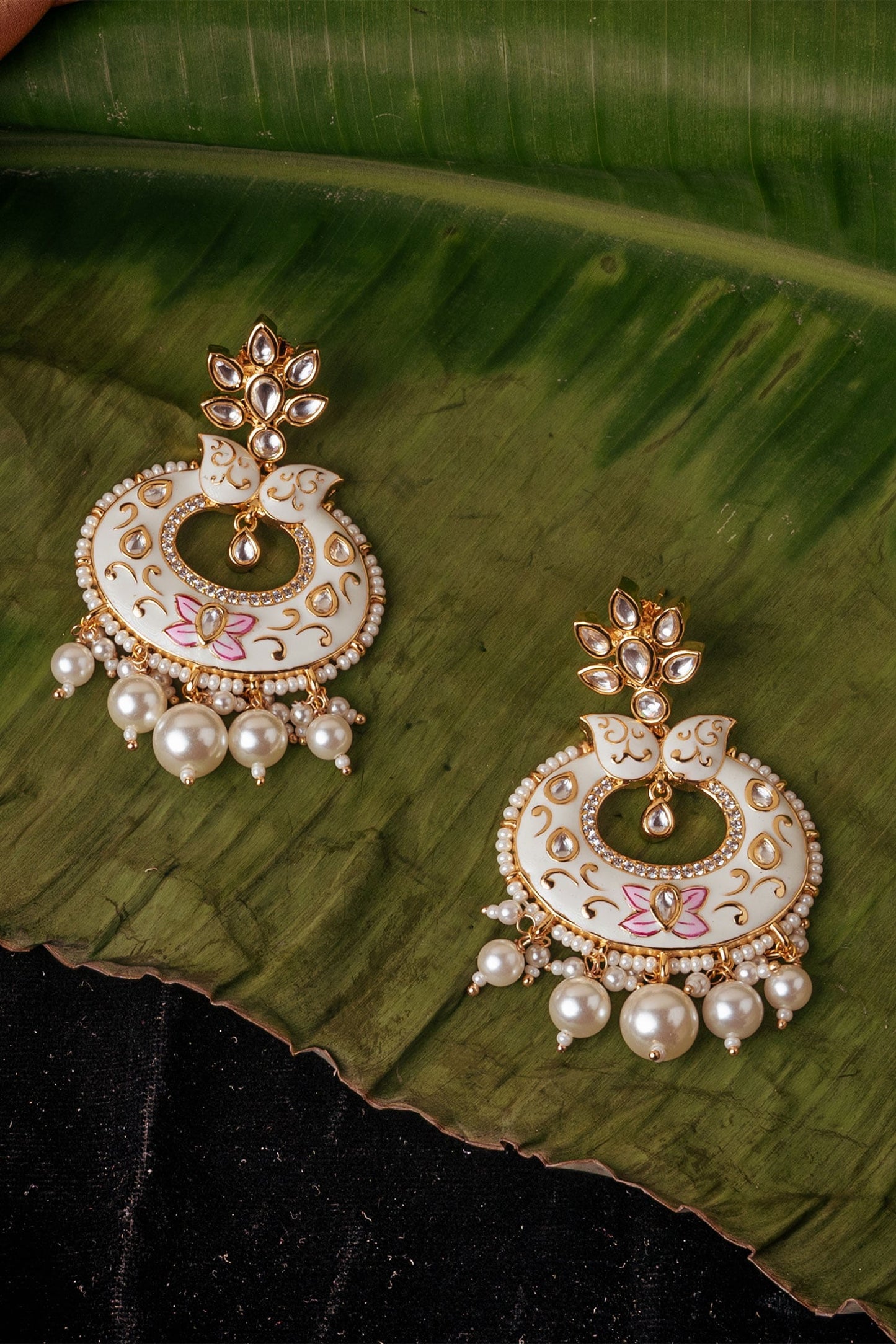 Meenakari Pearl Drop Chandbalis 