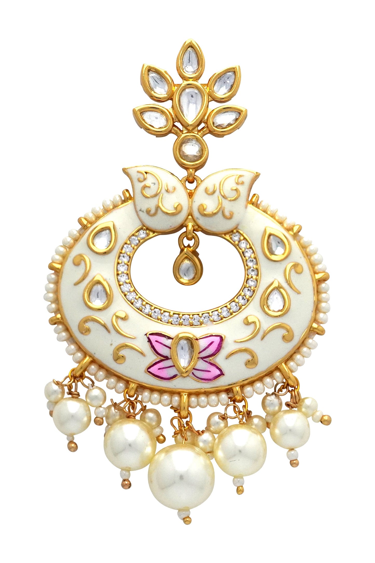Meenakari Pearl Drop Chandbalis 
