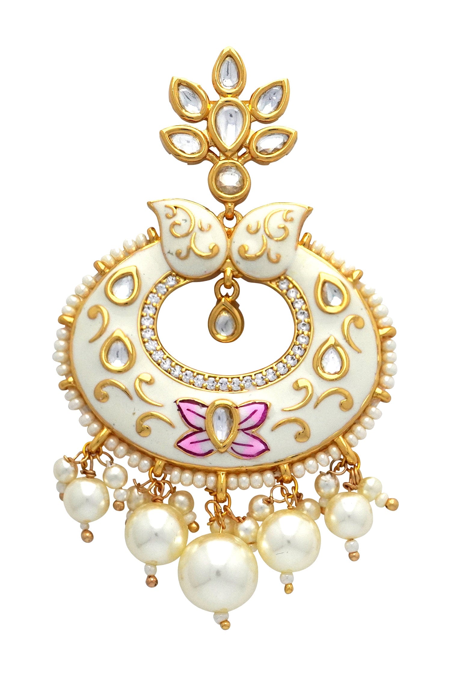 Meenakari Pearl Drop Chandbalis 