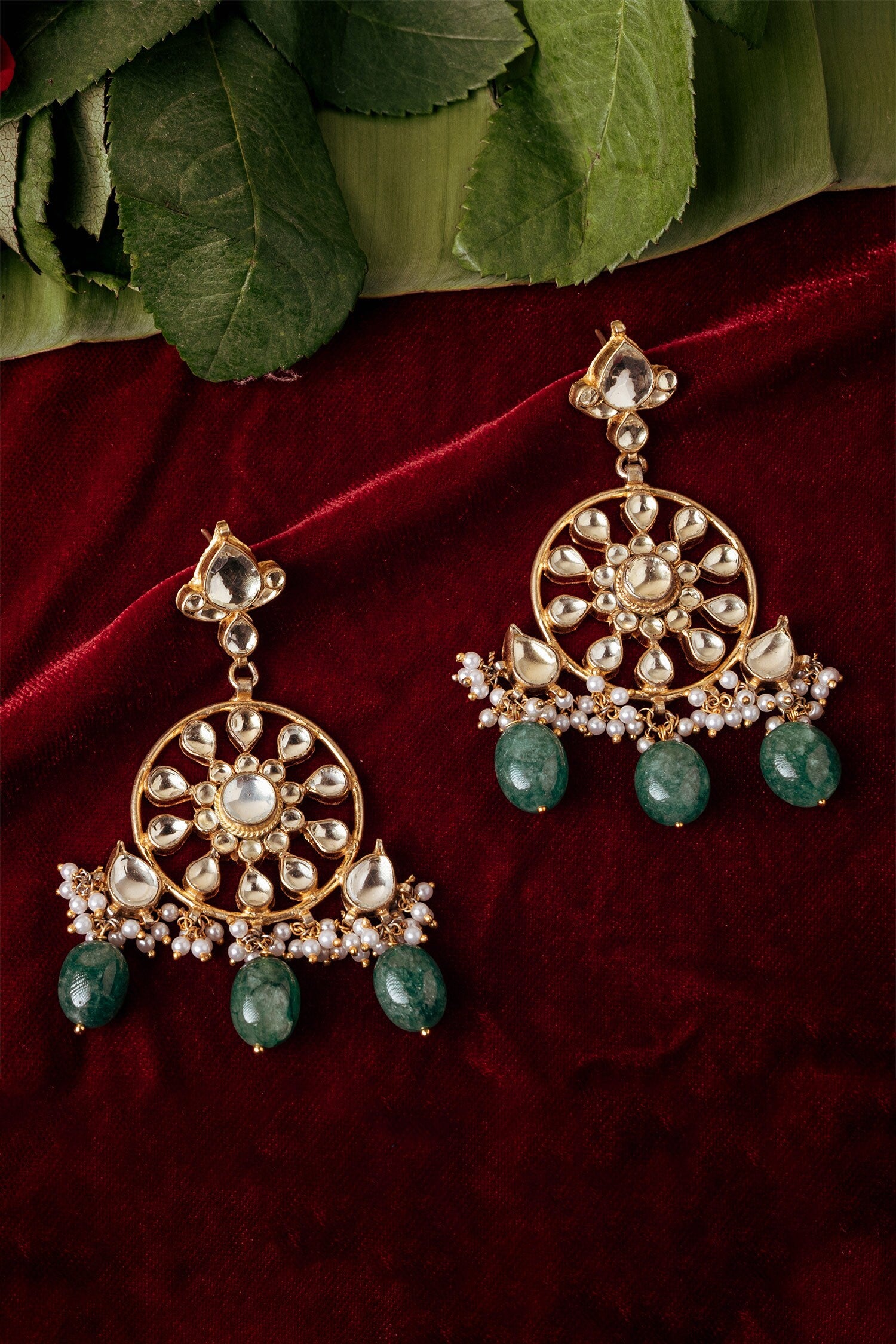 Kundan Pearl Drop Danglers 