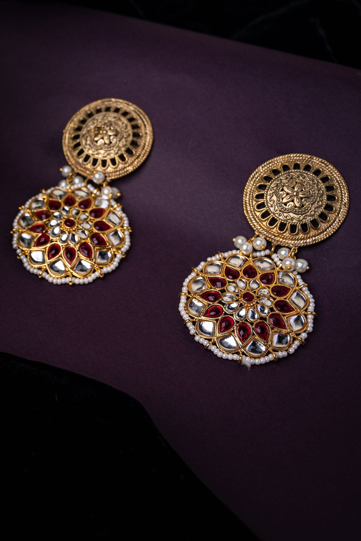Meenakari Kundan Danglers 
