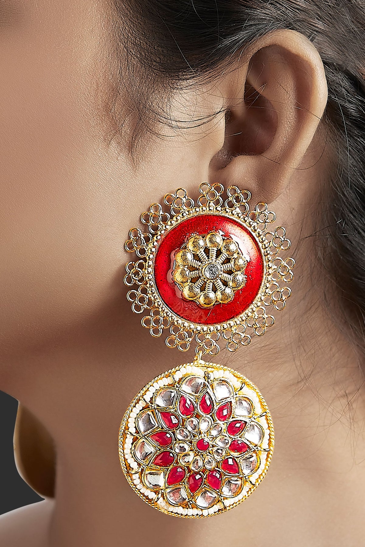 Meenakari Kundan Danglers 