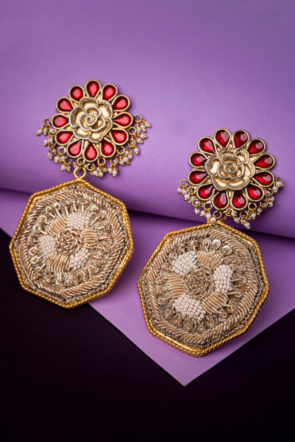 Meenakari Floral Danglers 
