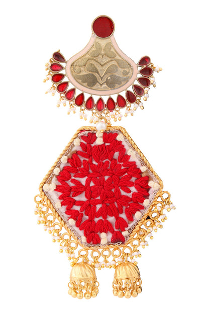 Embroidered Jhumka Danglers 