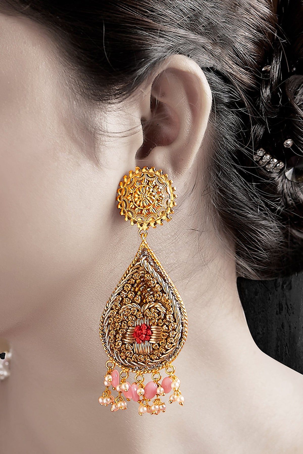 Embroidered Dangler Earrings 