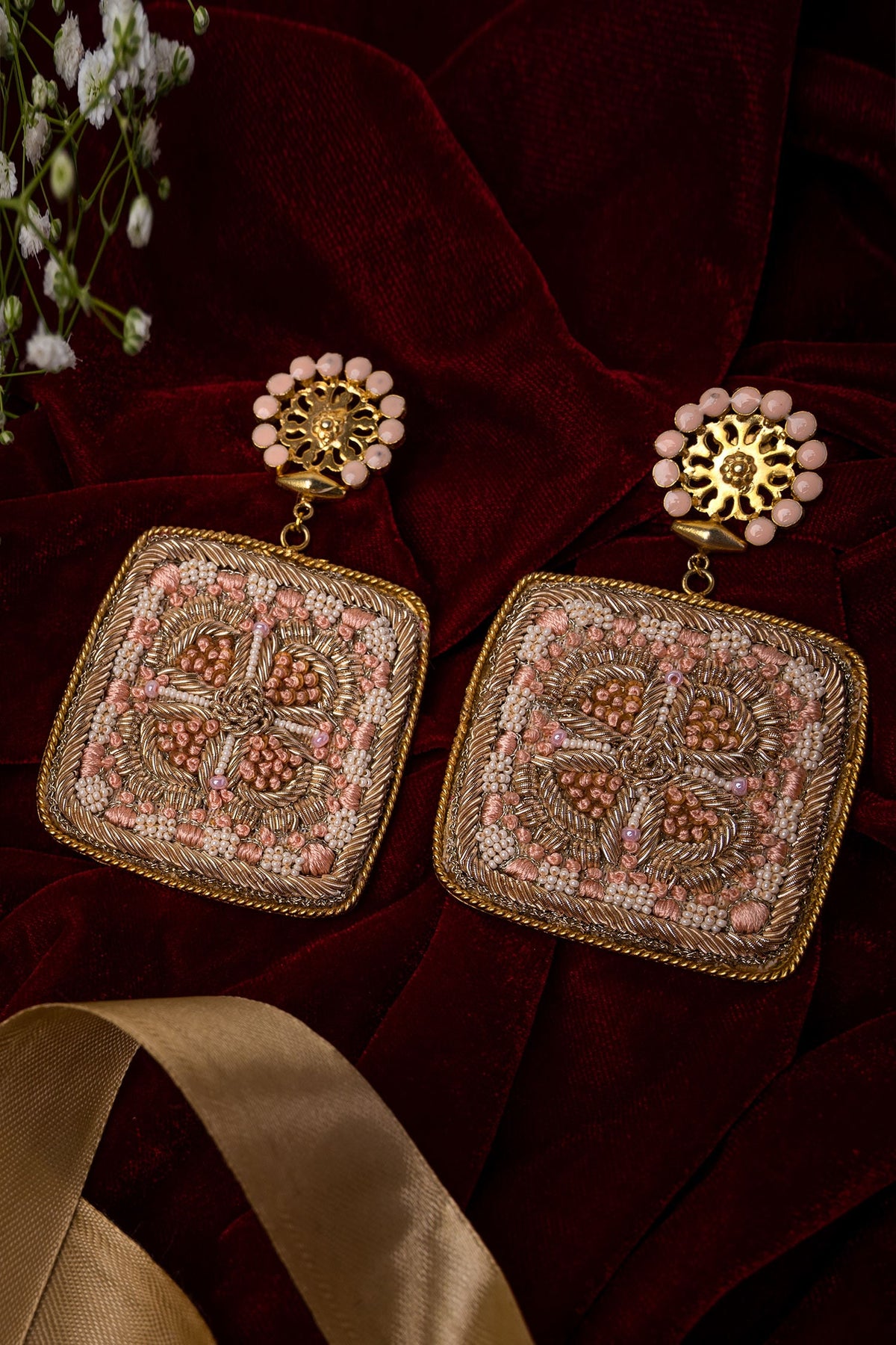Embroidered Dangler Earrings 