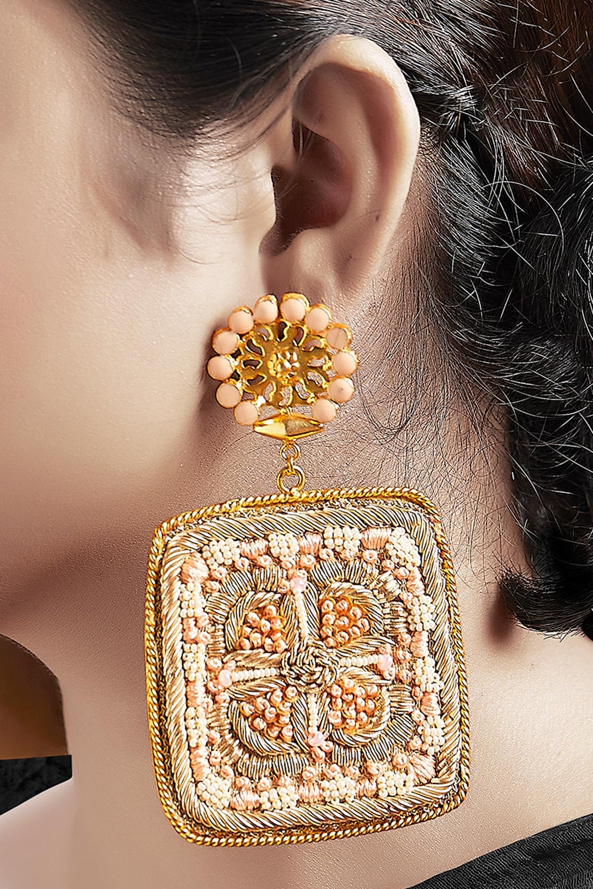 Embroidered Dangler Earrings 