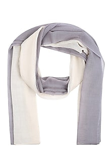 Ecru and Dark Grey Hering Bone Woolen Stole