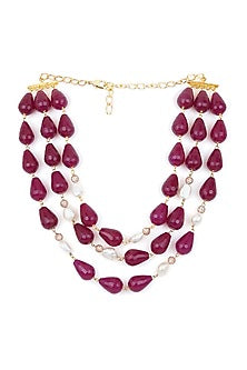 Gold Finish Red Agate Necklace
