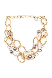 Gold Finish Shell Pearl Necklace