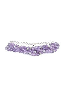 White Finish Purple Agate Beaded Necklace