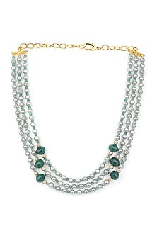 Gold Finish Green Shell Pearl Necklace