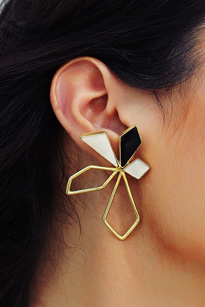 Curlicue Handmade Floral Stone Statement Studs 