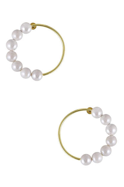 Megan Pearl Embellished Hoops 
