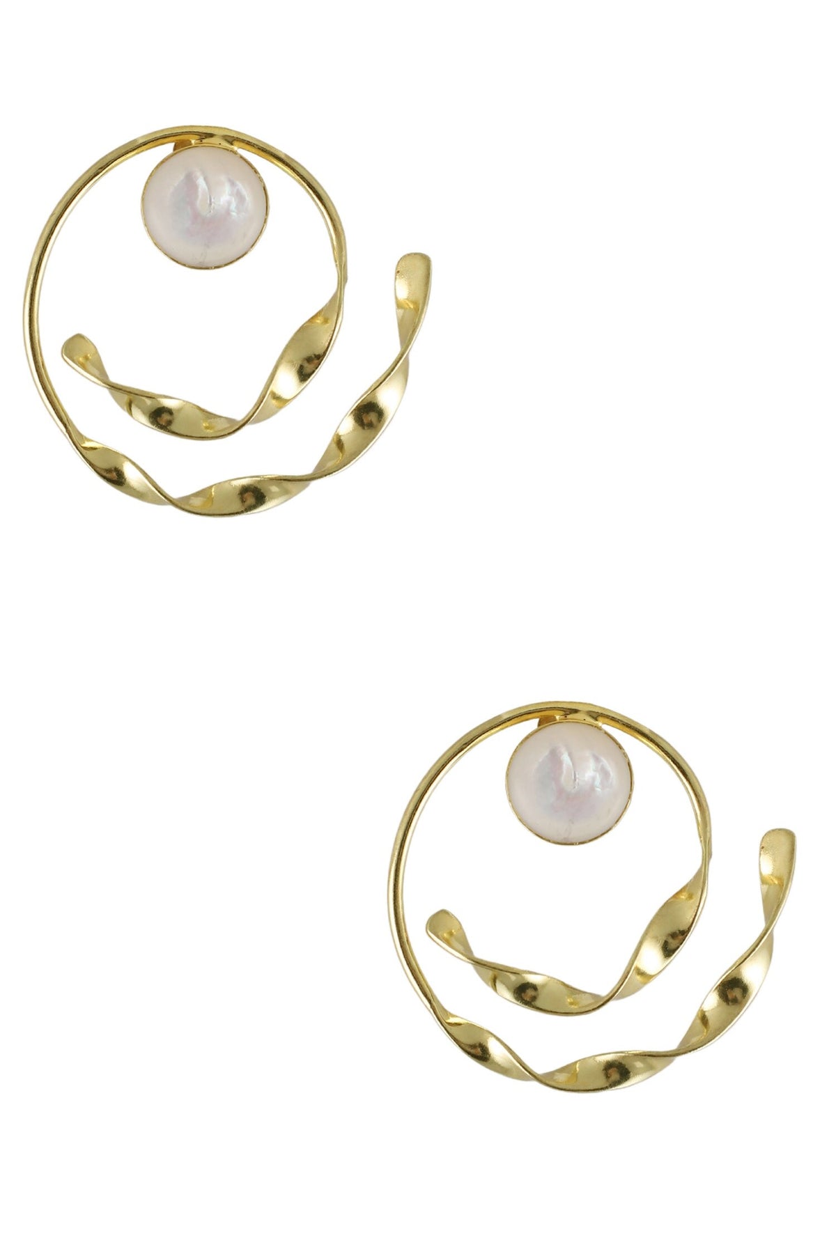 Ava Pearl Embellished Hoops 