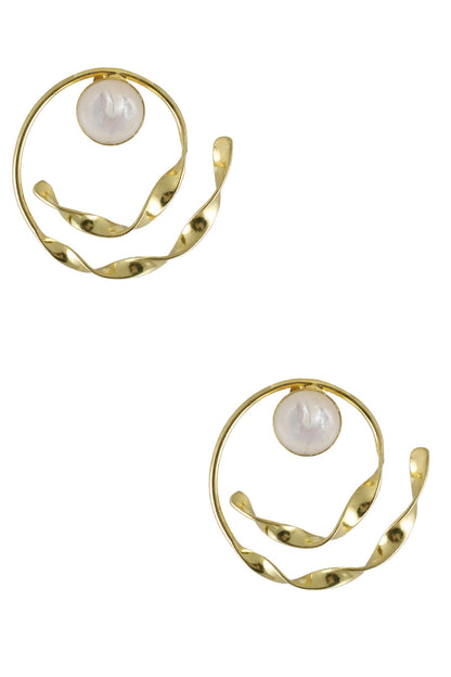 Ava Pearl Embellished Hoops 