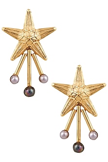 Gold Plated Semi Precious Stone Star Earrings