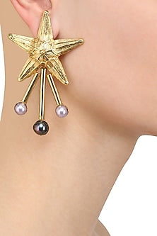 Gold Plated Semi Precious Stone Star Earrings