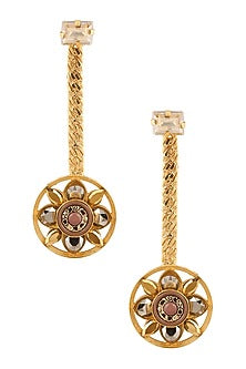 Gold Plated Wheel Drop Earrings