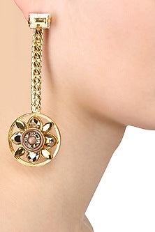 Gold Plated Wheel Drop Earrings