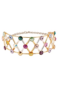 Gold Plated Multicolor Stone Choker Necklace