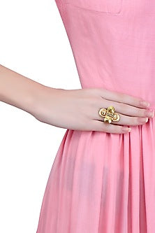 Gold Finish Golden Stone Middie Ring
